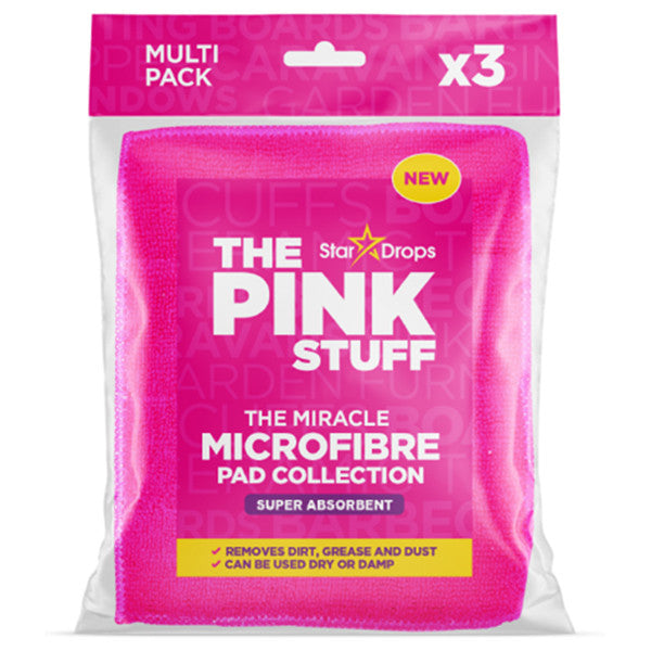 Tampons de nettoyage absorbants en microfibre The Pink Stuff - Paquet de 3