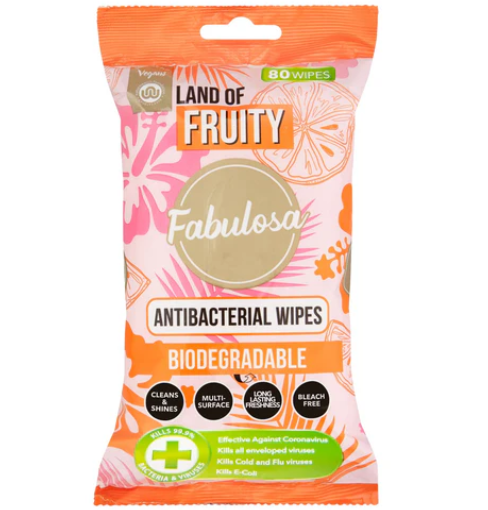 Lingettes antibactériennes biodégradables Fabulosa - Terre de Fruité - Édition Limitée